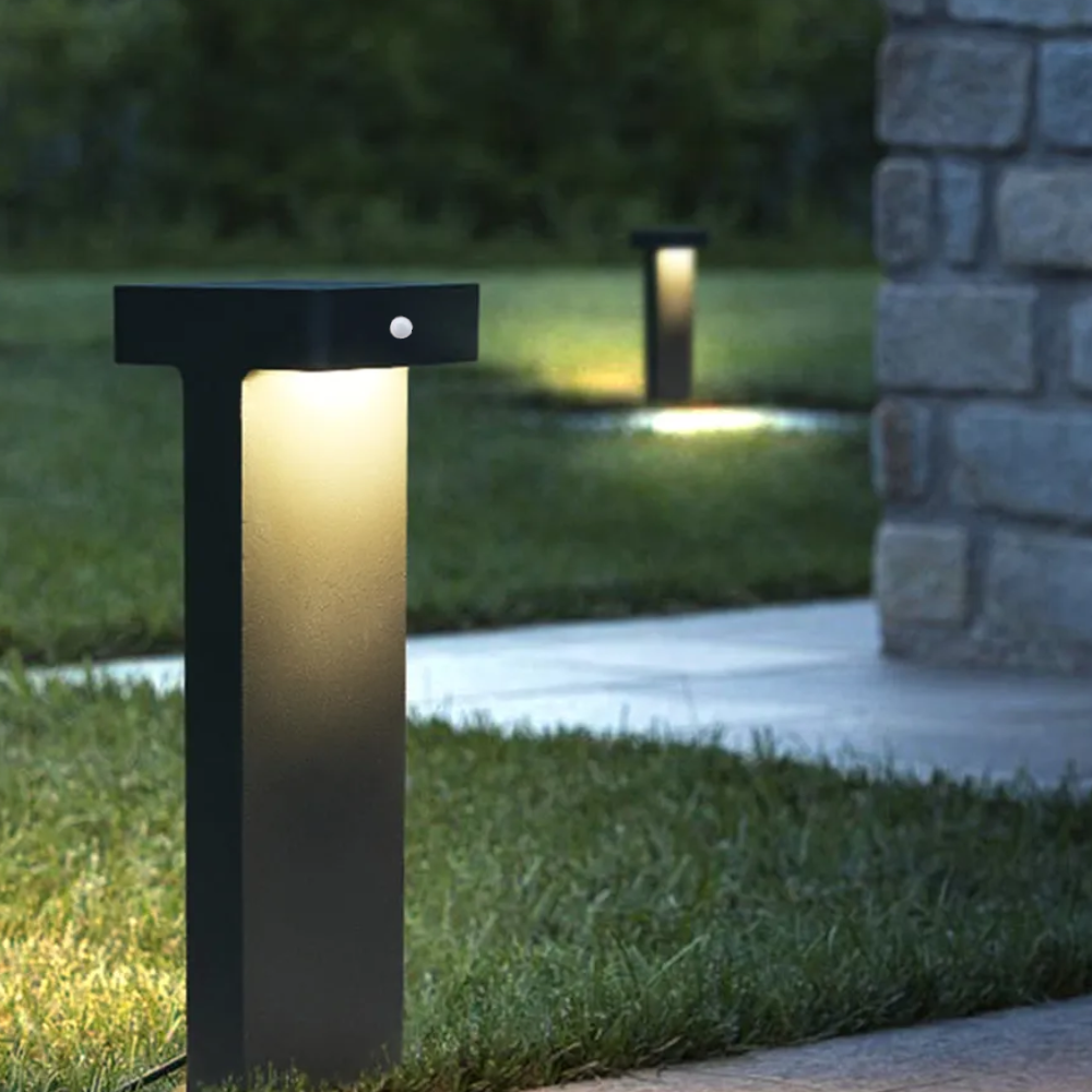 Ray Modern Metal T-Shaped Solar Outdoor Path Light - Letslighting