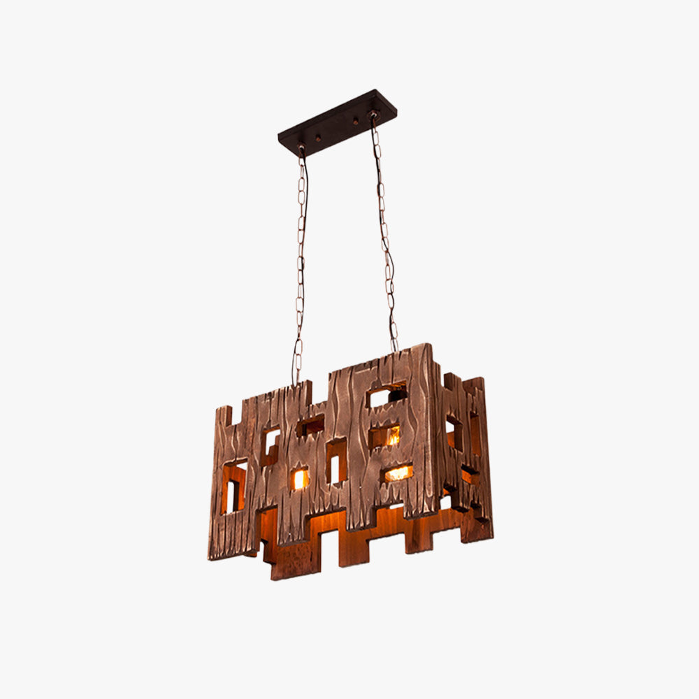Epoch Rectangular & Wood Pendant Light, 19.6" - Letslighting