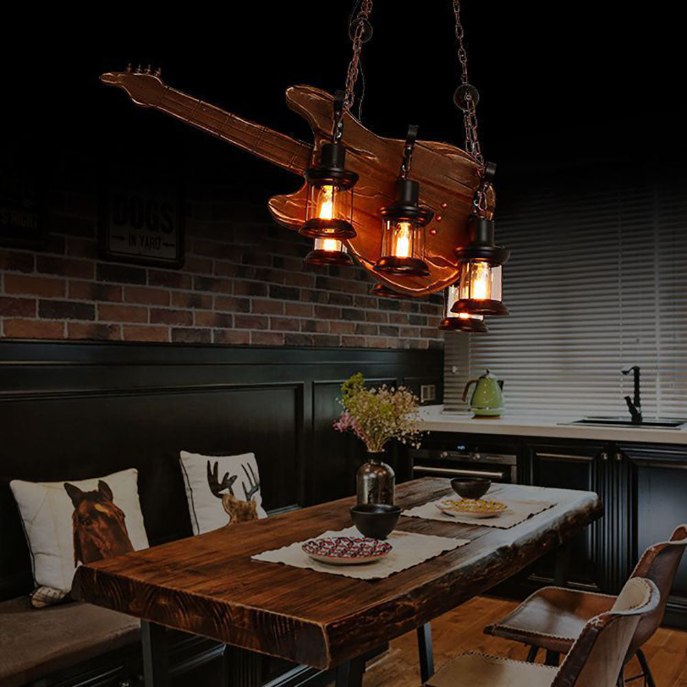 Epoch Guitar Pendant Light, Metal/Wood, Walnut - Letslighting