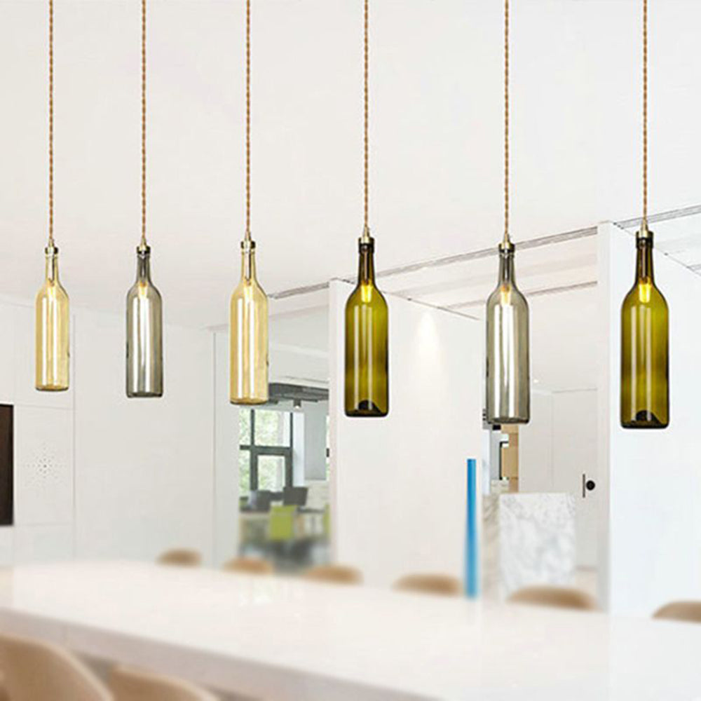 Valentina Industrial Wine Bottle Glass Pendant Light, Colorful