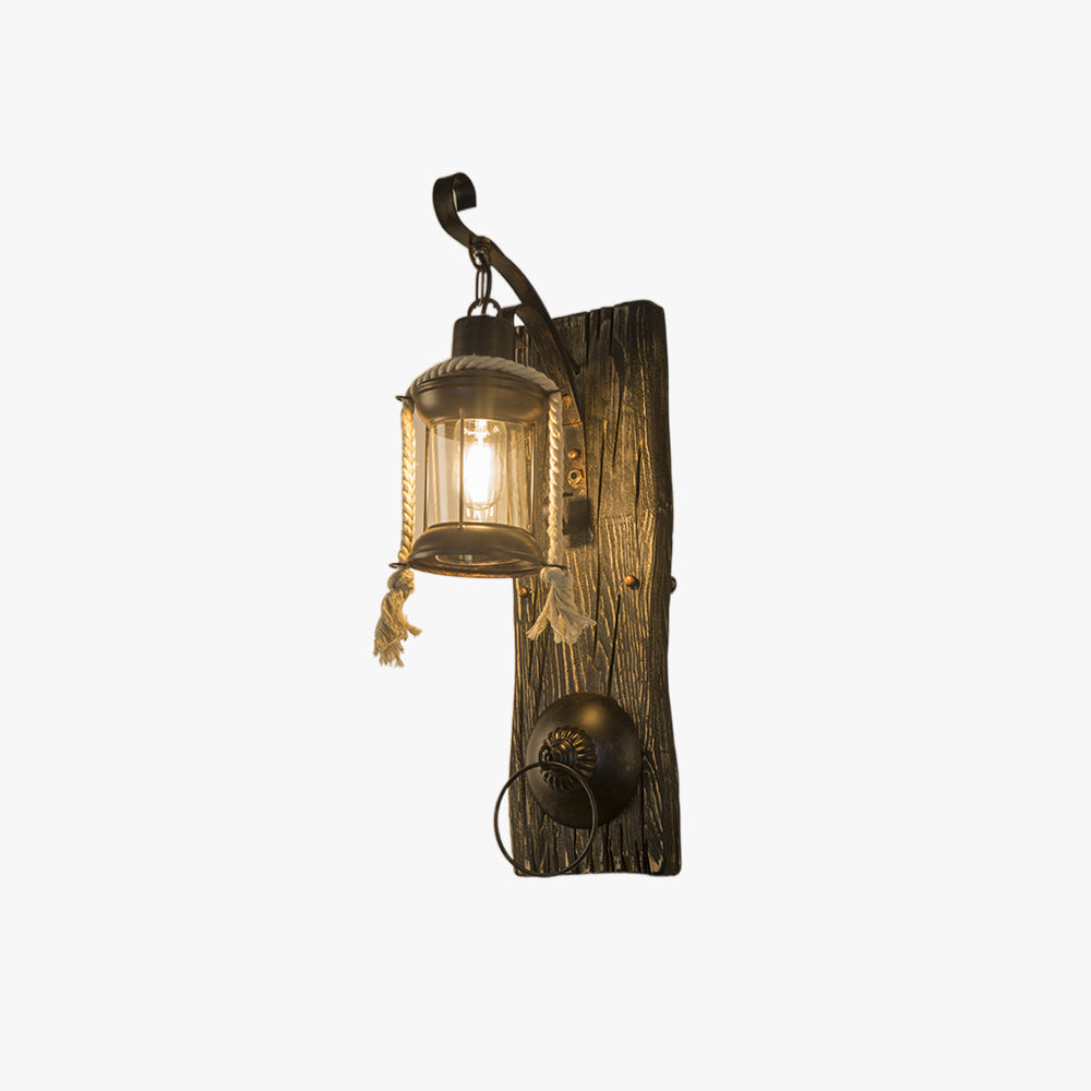 Epoch Wall Lamp Retro Lantern Ring Wooden Bedroom