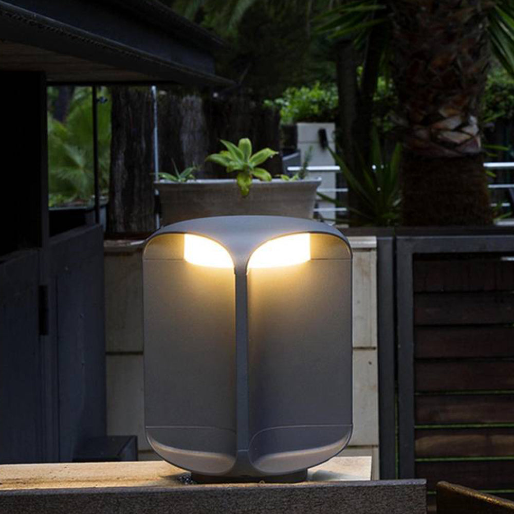 Ray Minimalist Cylinder Outdoor Floor Lamp Metal Glass