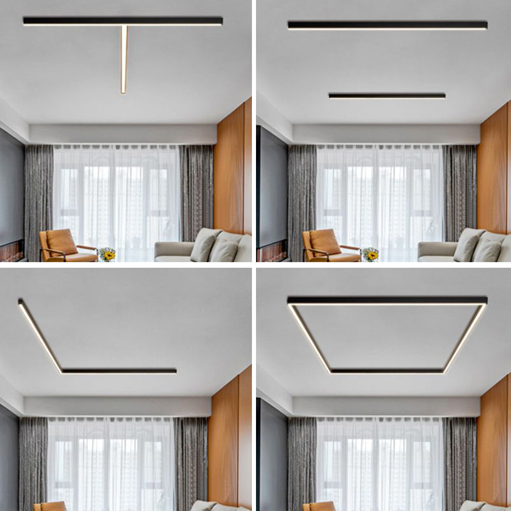 Edge Modern LED Linear Metal Flush Mount Ceiling Light