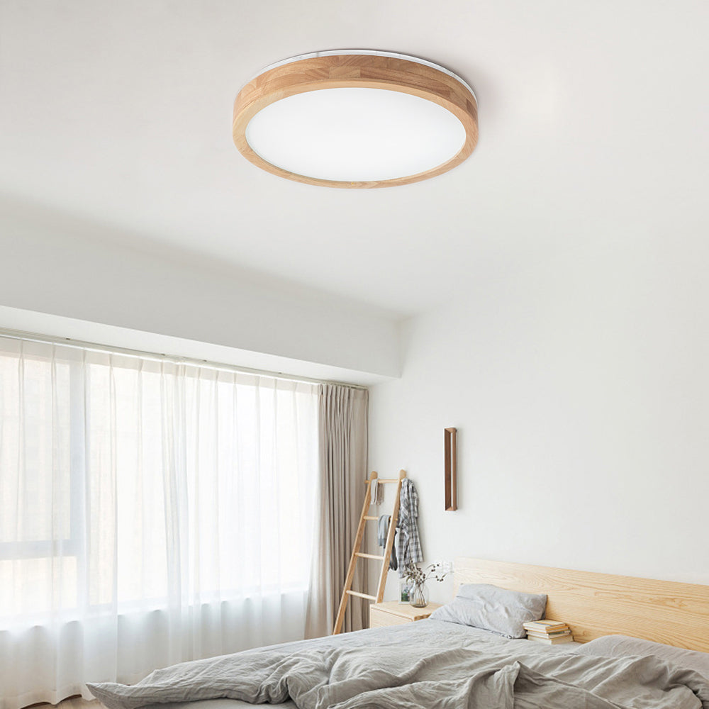 Muto Nordic Acrylic/Wood Flush Mount Ceiling Light Wood - Letslighting
