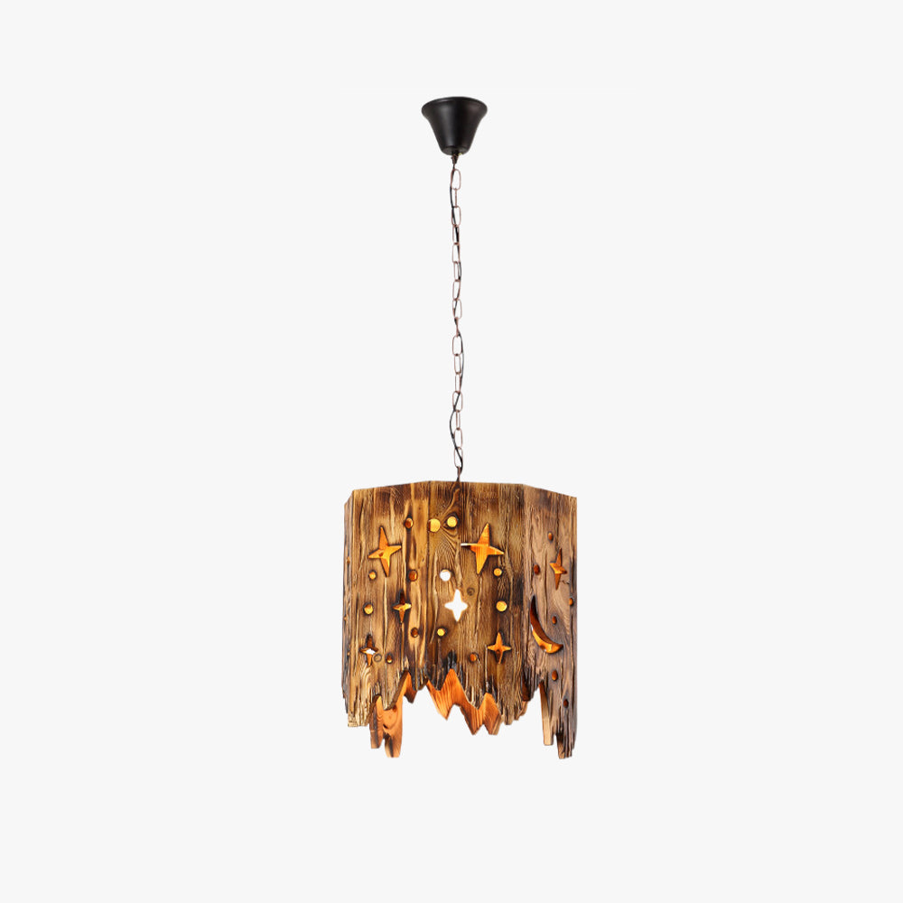 Epoch Retro Starry Metal & Wood Pendant Light