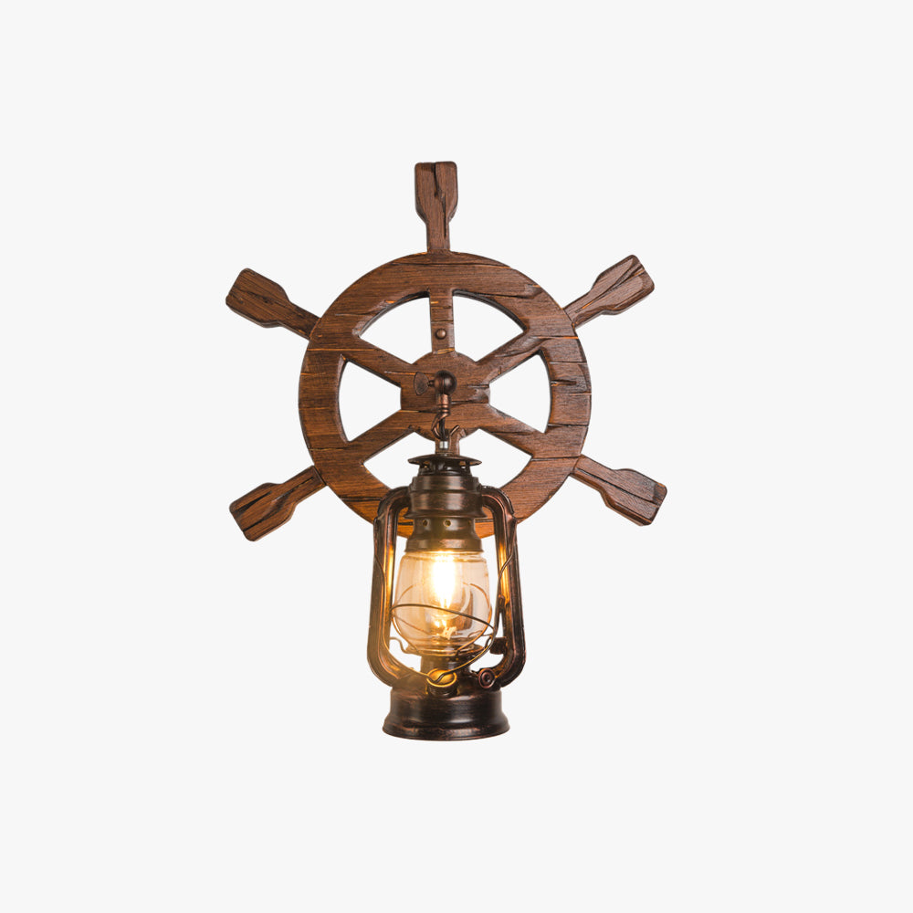 Epoch Wall Lamp Retro Rudder Lantern Wooden Bedroom