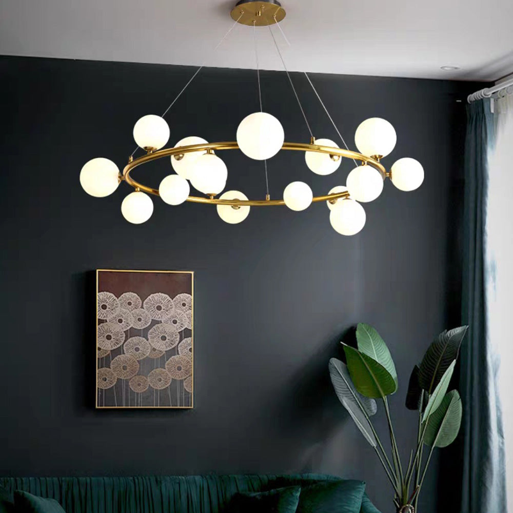 Valentina Modern Glass Globe Ring Chandelier - Letslighting