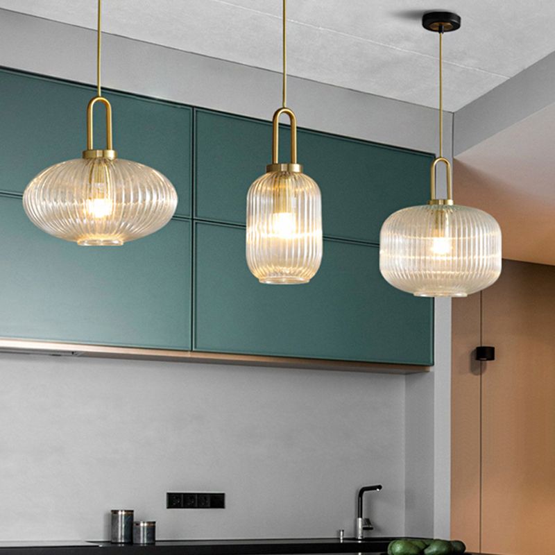 Arisha Modern Ribbed Clear Glass Pendant Light - Letslighting