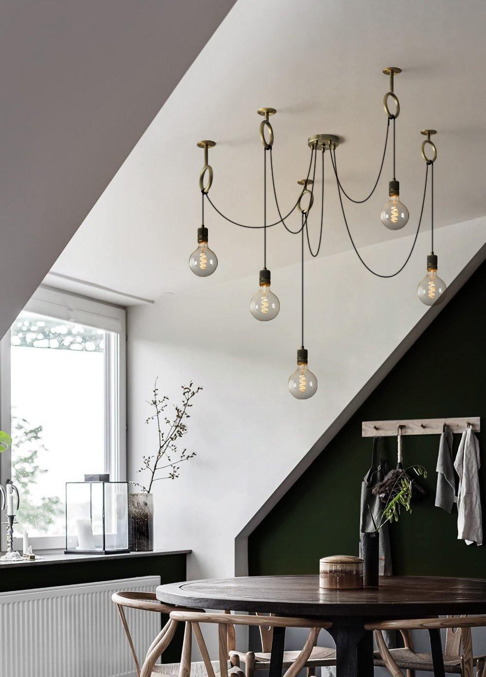 Lustra Chandelier Industrial Spider Bulb Hanging - Letslighting