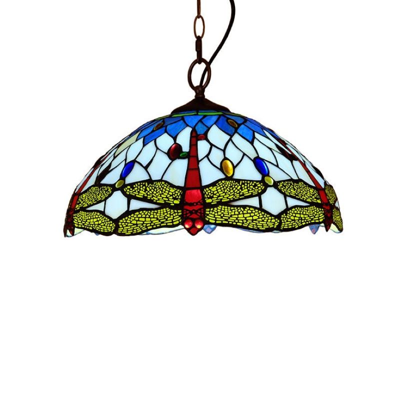 Tiffany Vintage Art LED Pendant Light Colorful Glass Living Room