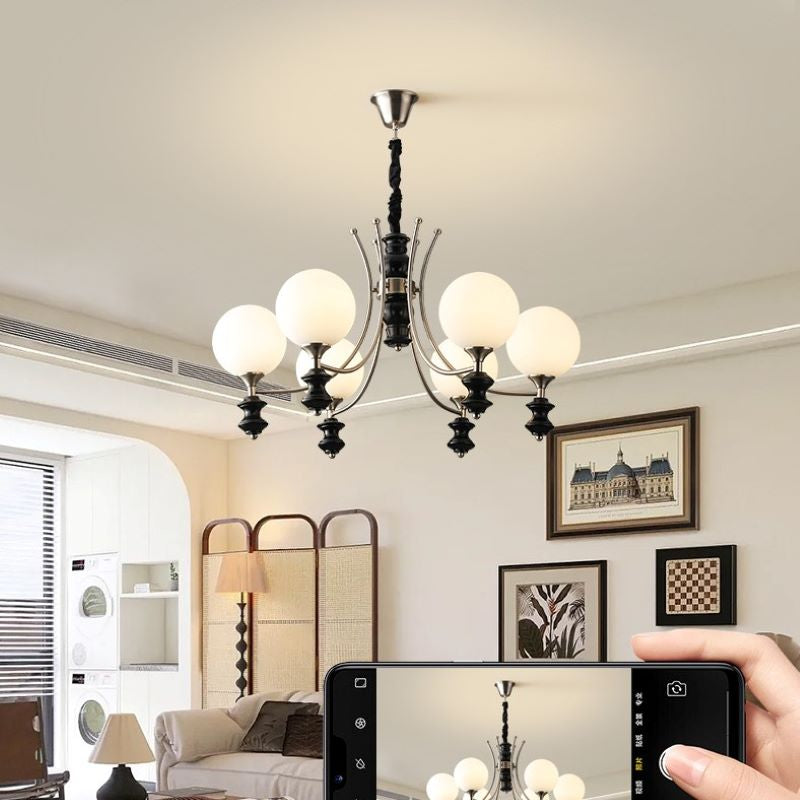Valentina Vintage LED Pendant Light White Glass Living Room