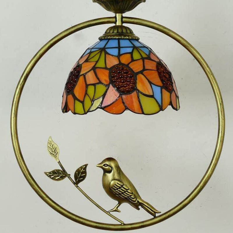 Tiffany Cottage LED Pendant Light Metal Glass Living Room/Bedroom - Letslighting