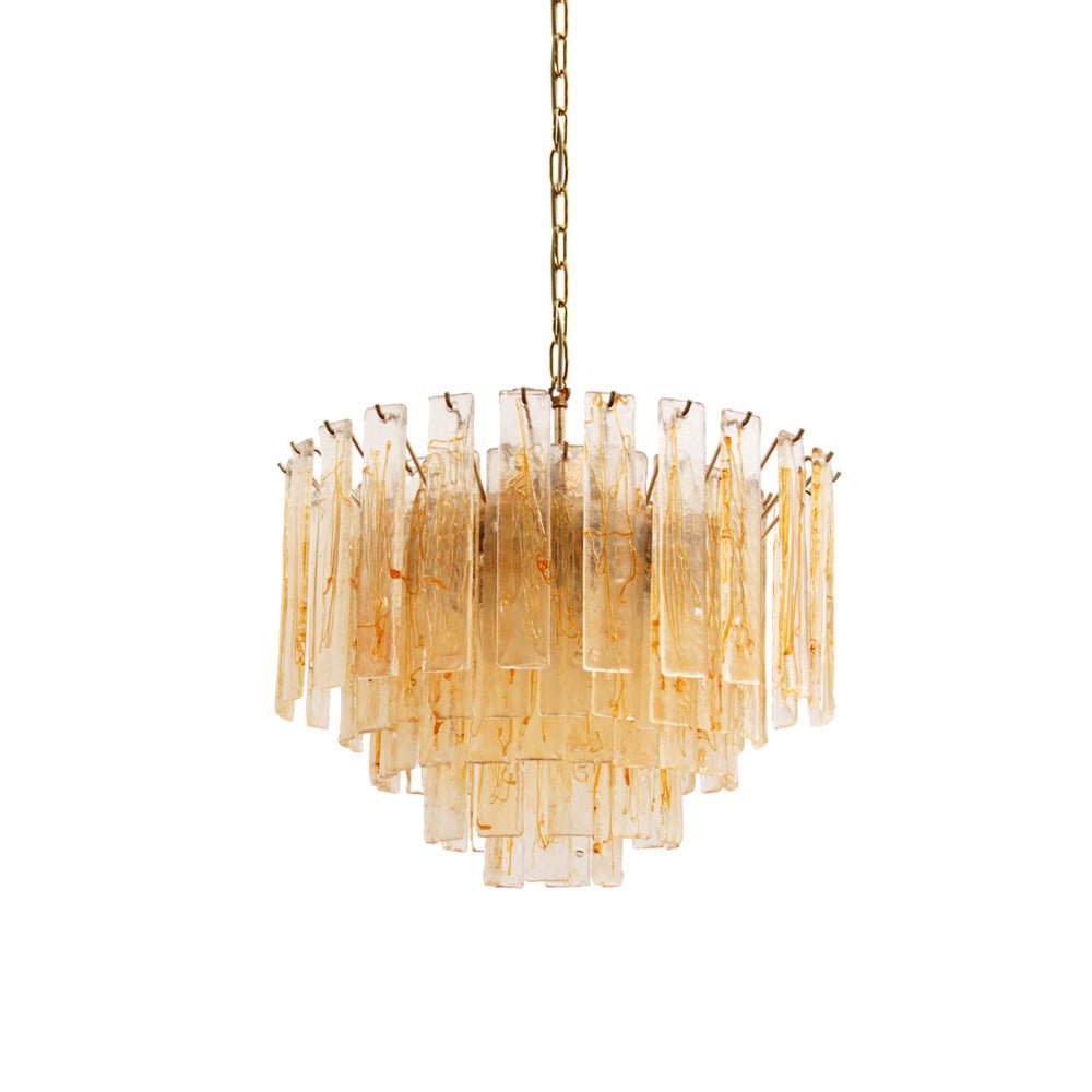 Aurora Chandelier Golden Amber Glass Layered Geometric Luxury - Letslighting