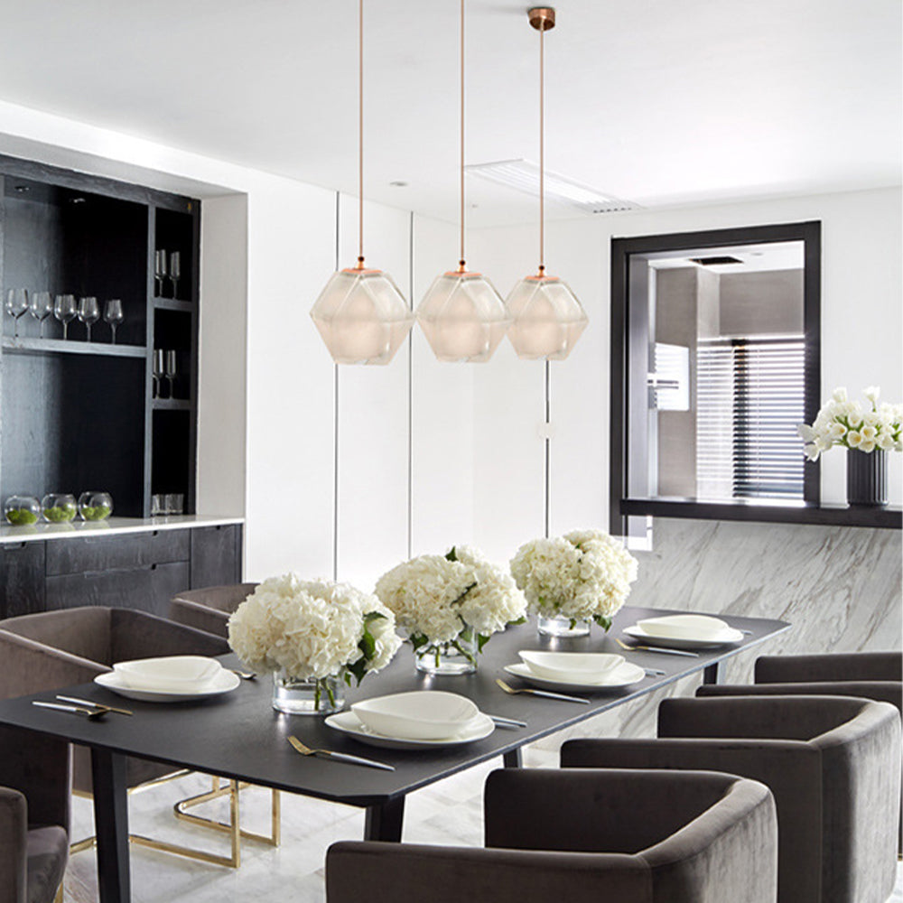 Valentina Polyhedron LED Pendant Light Metal/Glass Kitchen Island - Letslighting