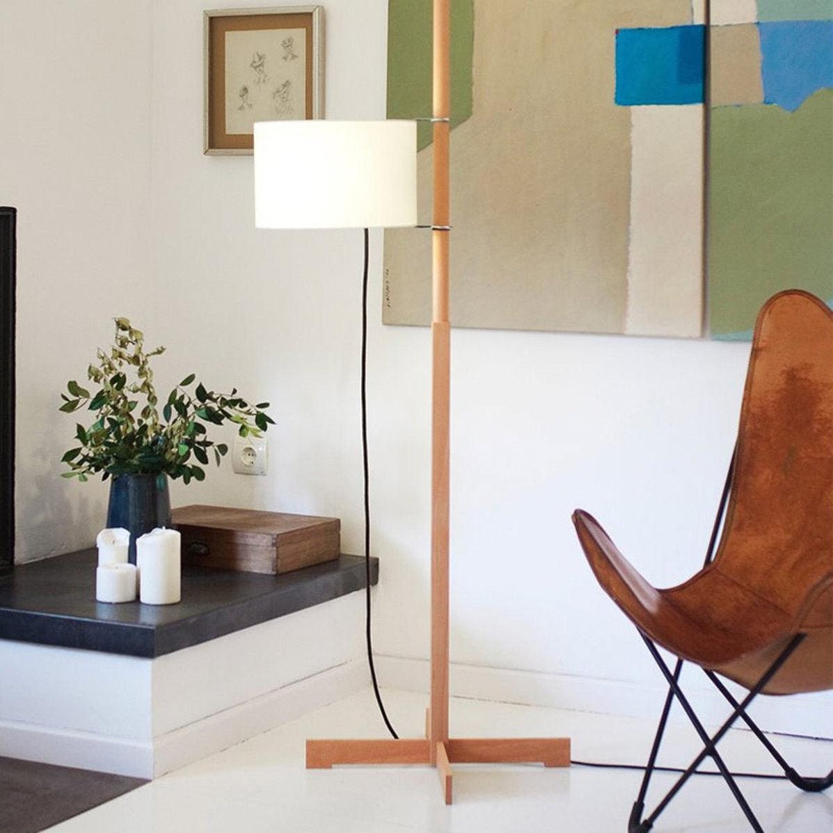 Torna Wood Fabric Floor Lamp - Letslighting