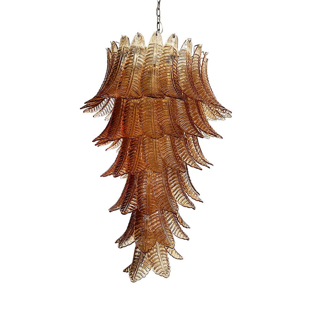 Aurora Chandelier Amber Glass Leaf Layered Statement Artistic - Letslighting