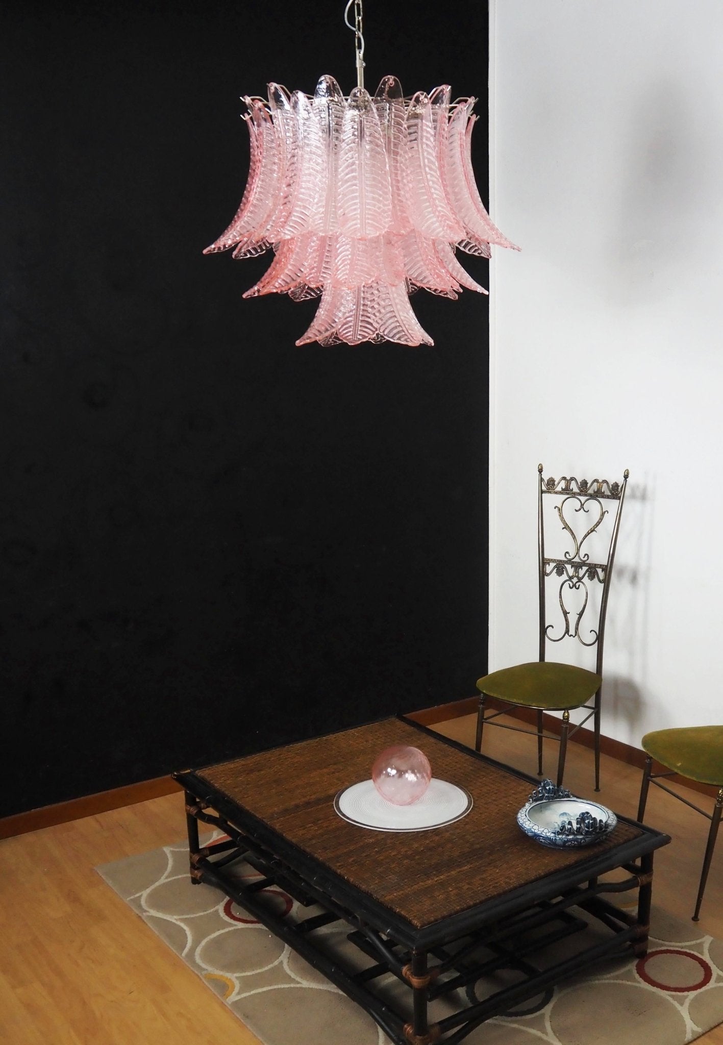 Aurora Chandelier Pink Leaf Glass Layered Graceful Luxury - Letslighting