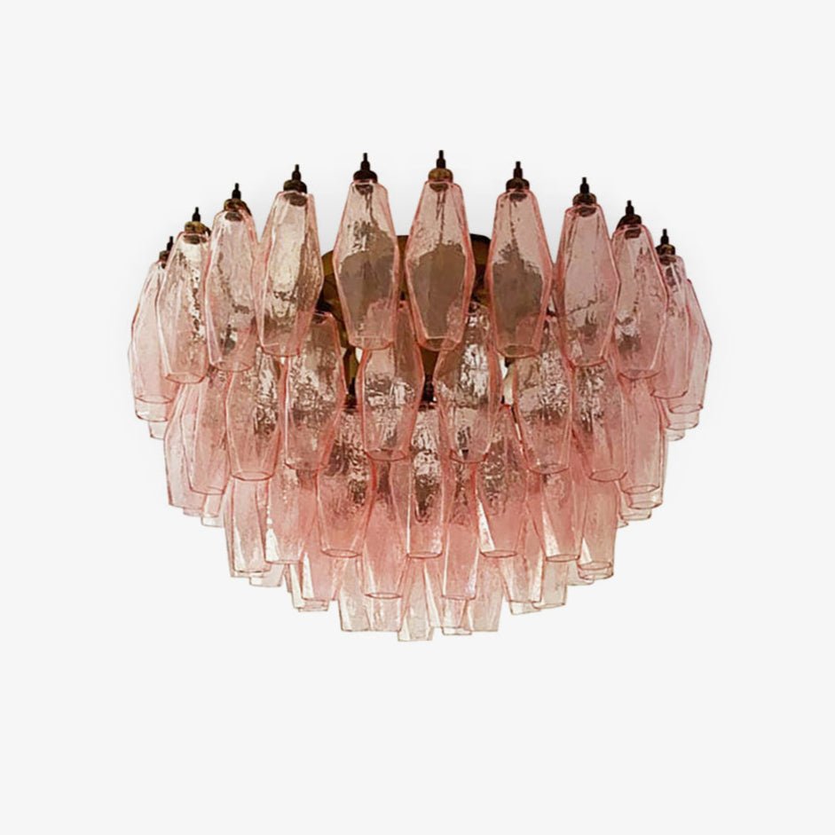 Aurora Ceiling Lamp Pink Rhombus Glass Layered Vintage Elegance - Letslighting