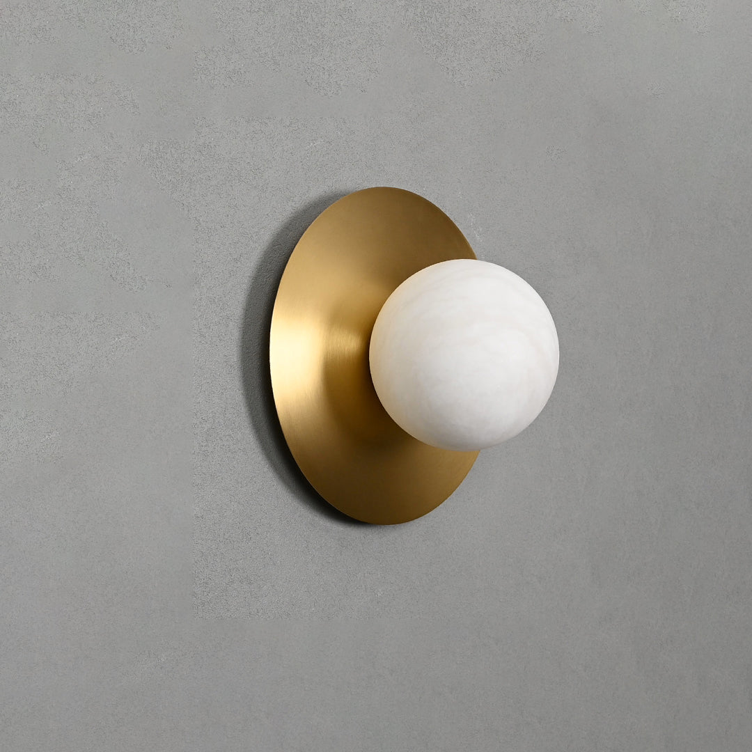 Orb Modern Alabaster & Brass Sconce
