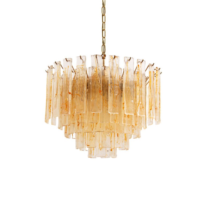 Aurora Chandelier Golden Amber Glass Layered Geometric Luxury - Letslighting