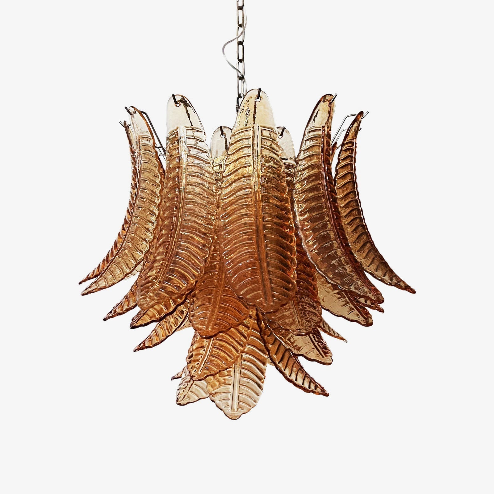 Aurora Chandelier Amber Leaf Glass Layered Venetian Elegance - Letslighting