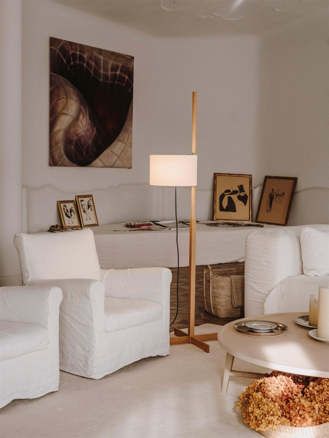 Torna Wood Fabric Floor Lamp - Letslighting