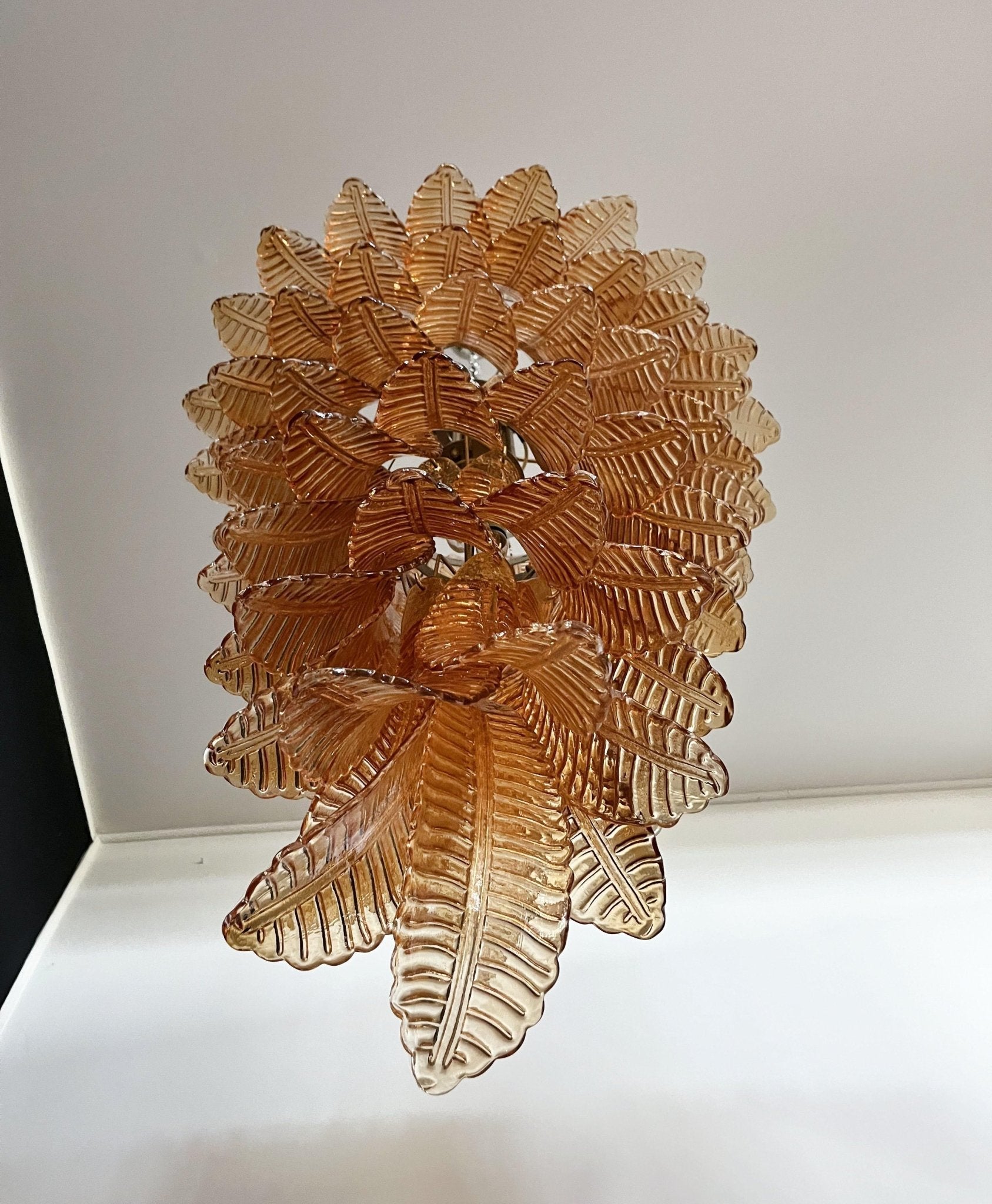Aurora Chandelier Amber Glass Leaf Layered Statement Artistic - Letslighting