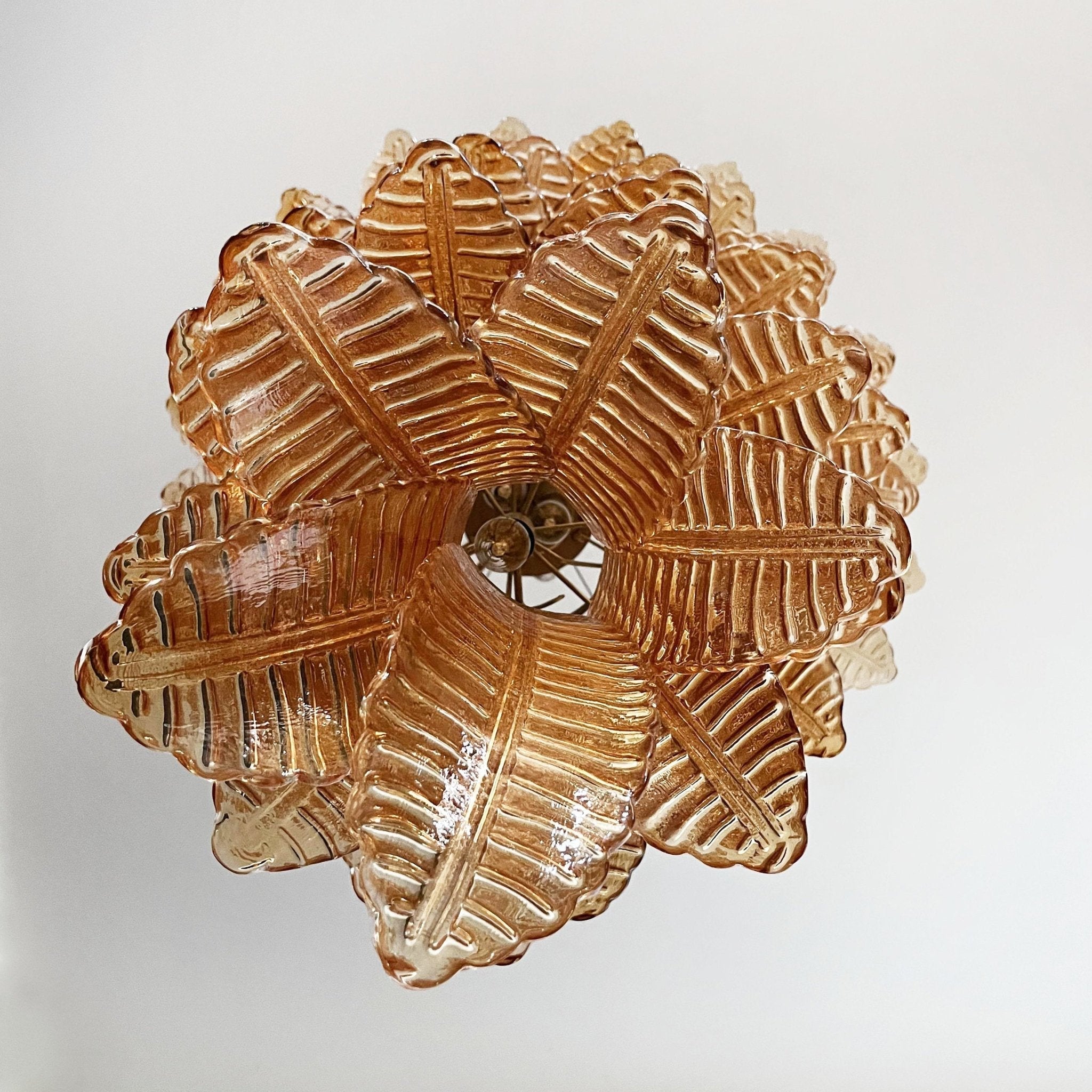 Aurora Chandelier Amber Glass Leaf Layered Statement Artistic - Letslighting