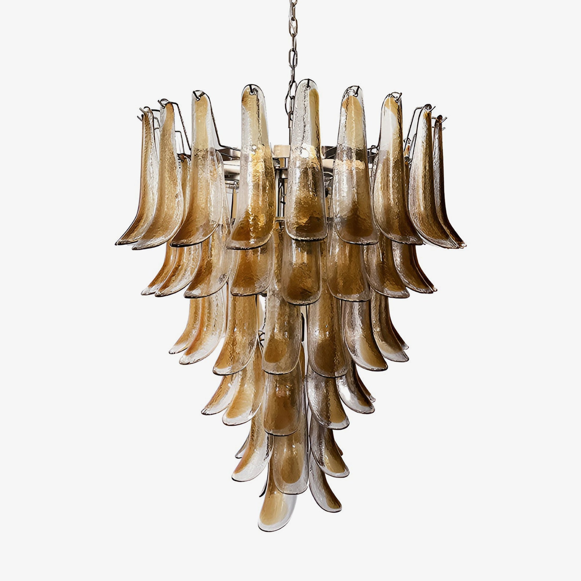 Aurora Chandelier Amber Glass Petals Layered Luxury - Letslighting