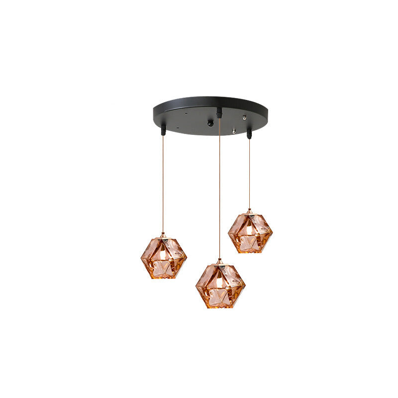 Valentina Polyhedron LED Pendant Light Metal/Glass Kitchen Island - Letslighting