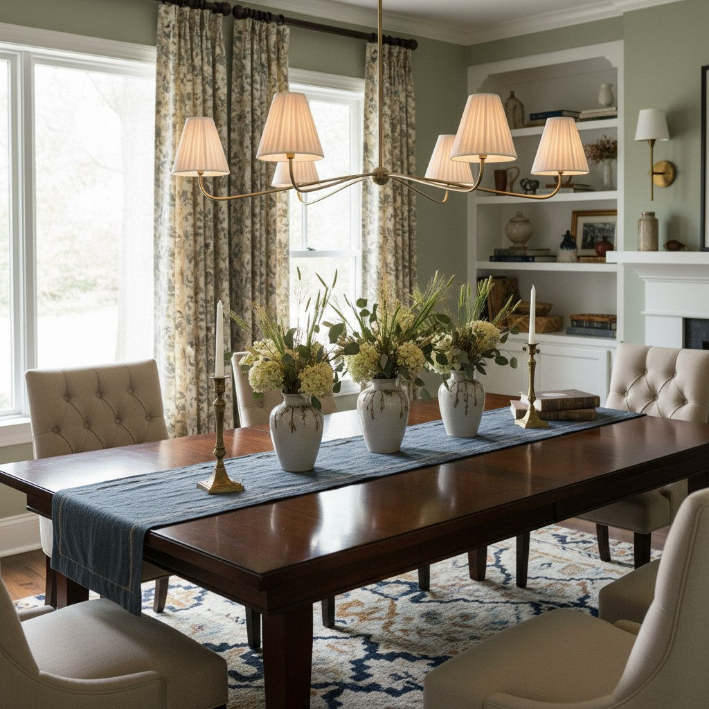 Fibura Pleated Shade Chandelier for Traditional Dining Room