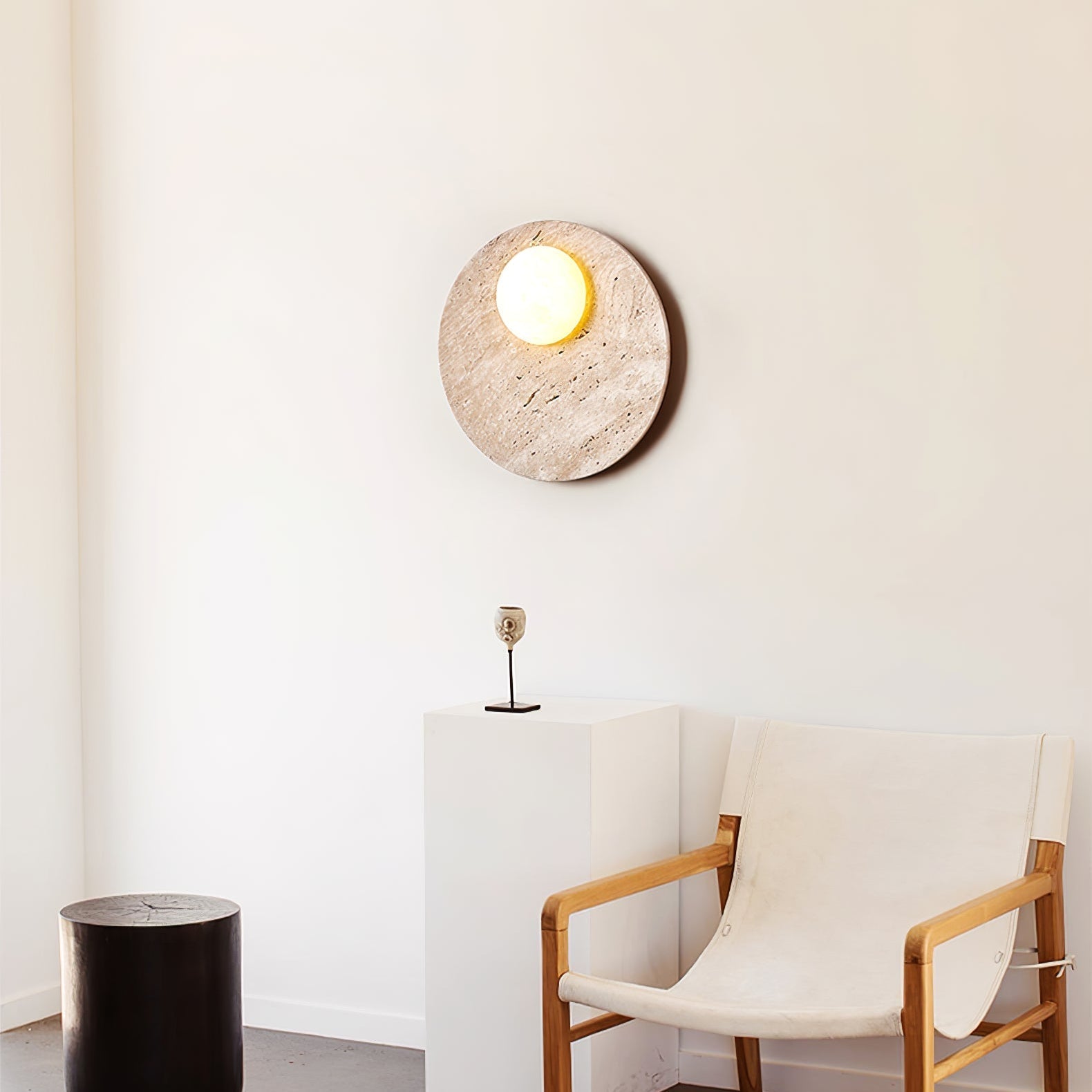 Moonwake Modern Travertine Wall Light