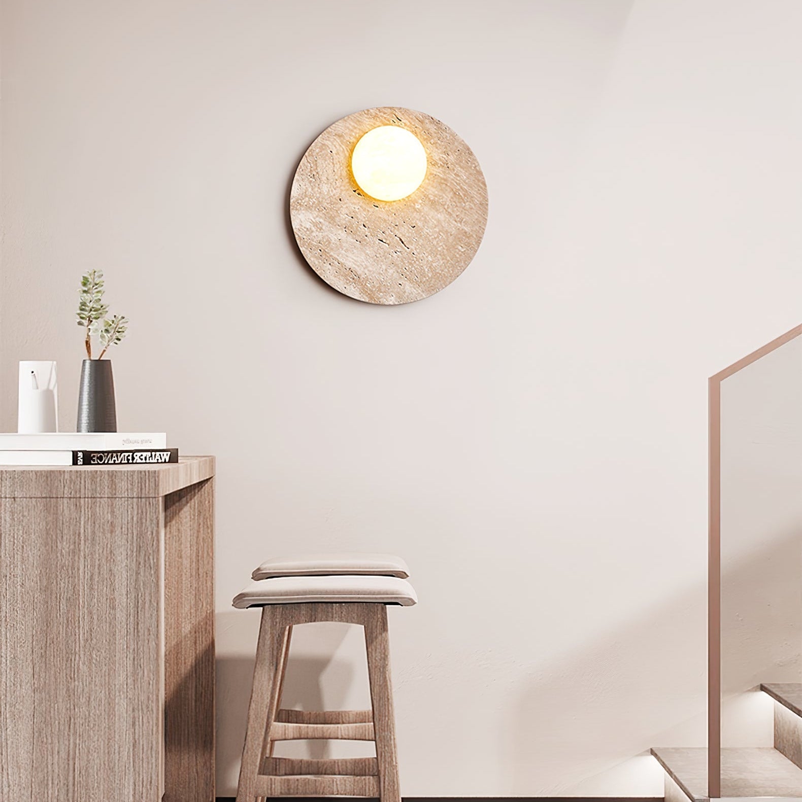 Moonwake Modern Travertine Wall Light