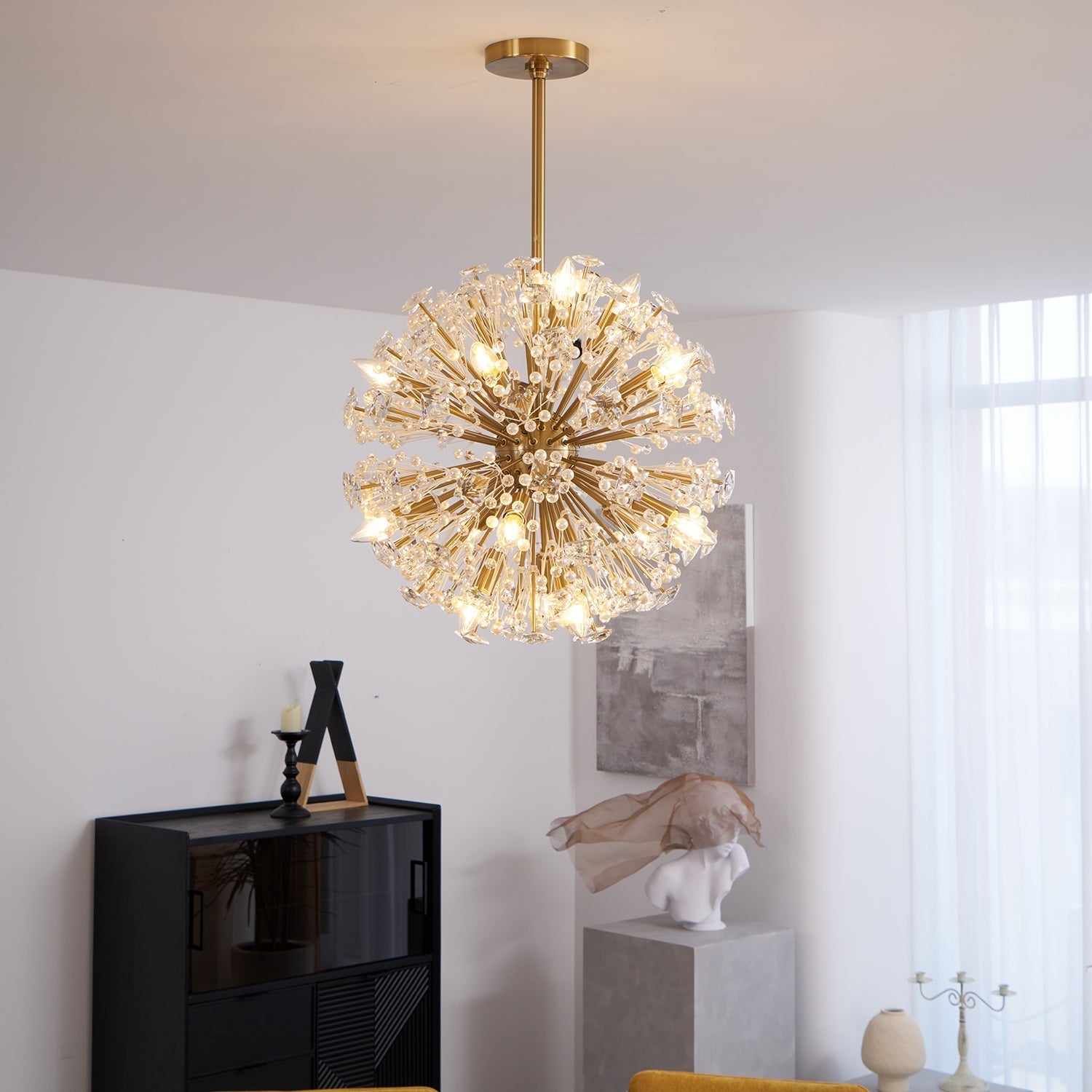 Aurora Chandelier Dickinson Gold Crystal Starburst - Letslighting