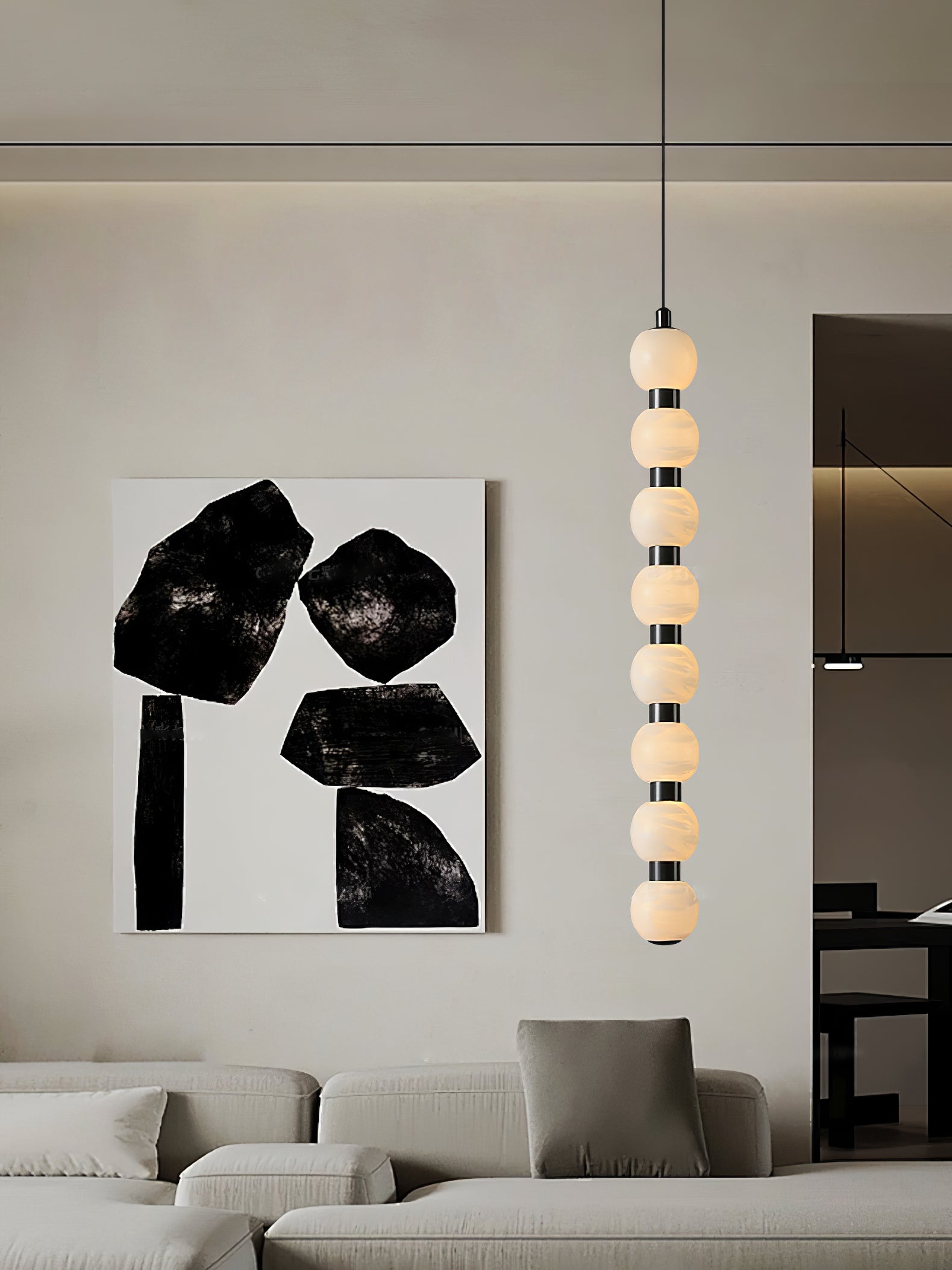 Orbique Modern Metal & Alabaster Pendant Light