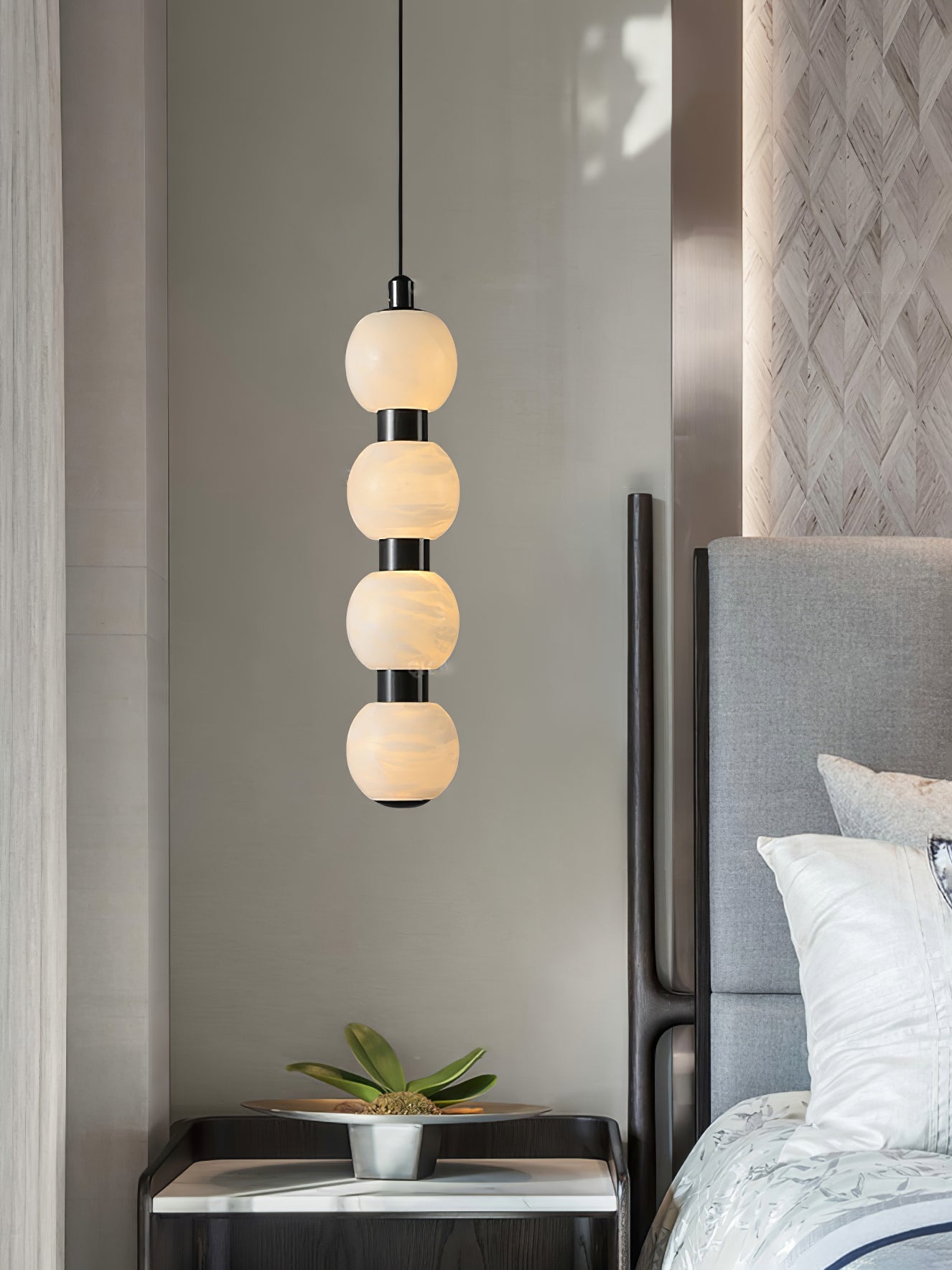 Orbique Modern Metal & Alabaster Pendant Light