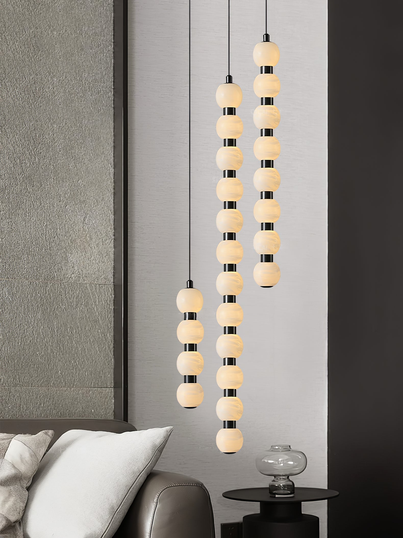 Orbique Modern Metal & Alabaster Pendant Light