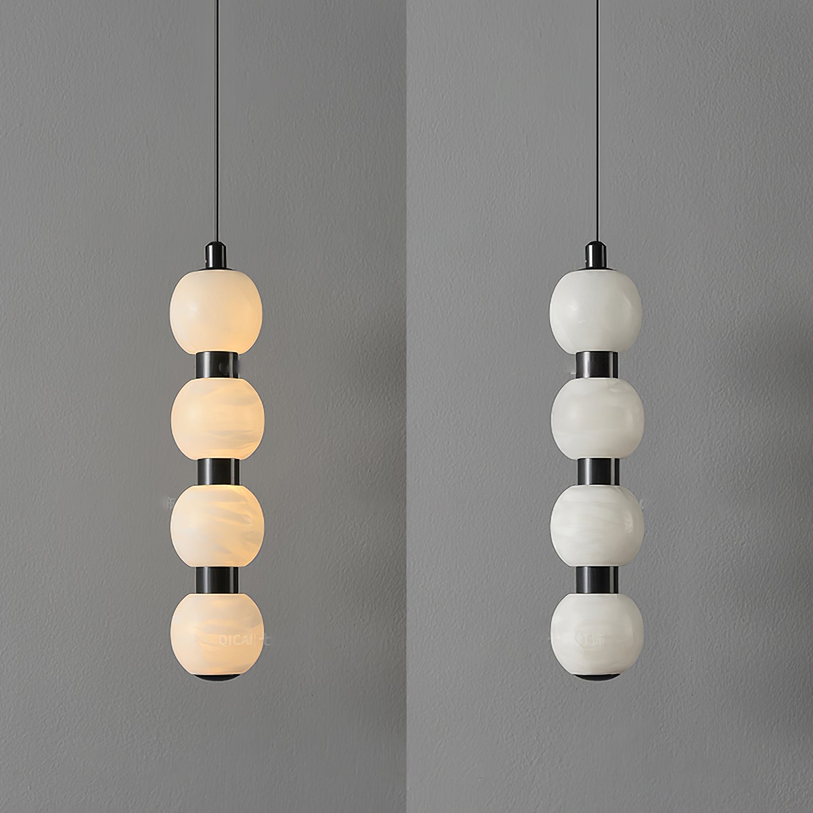 Orbique Modern Metal & Alabaster Pendant Light
