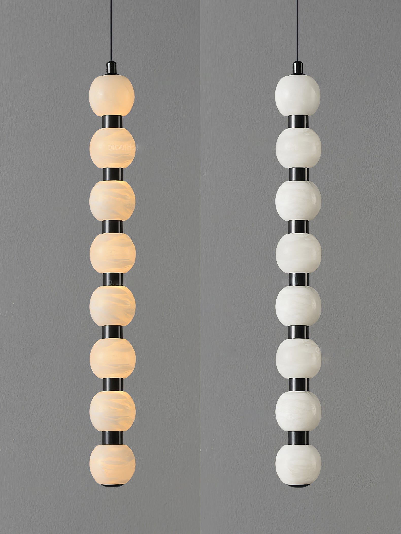 Orbique Modern Metal & Alabaster Pendant Light
