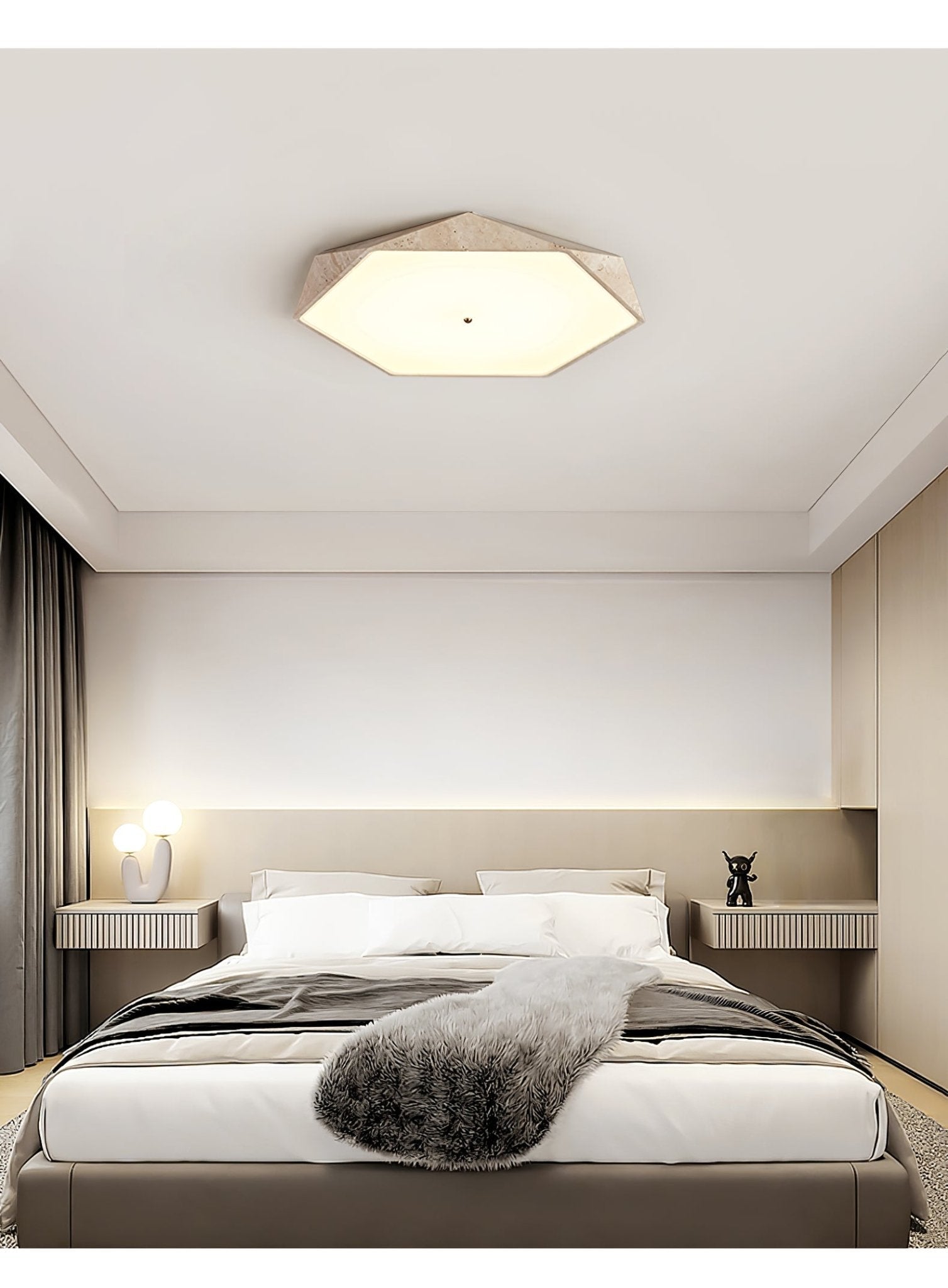 Lunarc Modern Travertine Ceiling Light