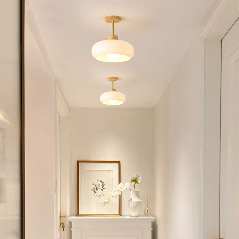 Valentina Flush Mount Ceiling Light Cup Minimalist Wood Glass