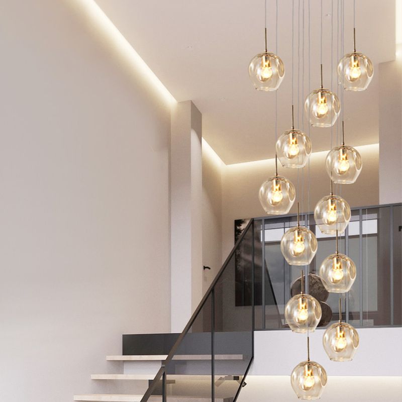 Valentina Modern Ball Glass Chandelier Living Room Staircase - Letslighting