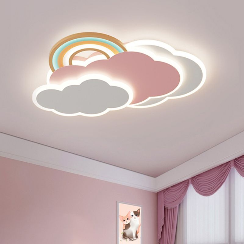 Arisha Modern Cloud Rainbow Acrylic Children Flush Mount Ceiling Light - Letslighting