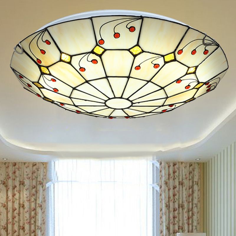 Tiffany Rustic Glass Flush Mount Ceiling Light Kitchen - Letslighting