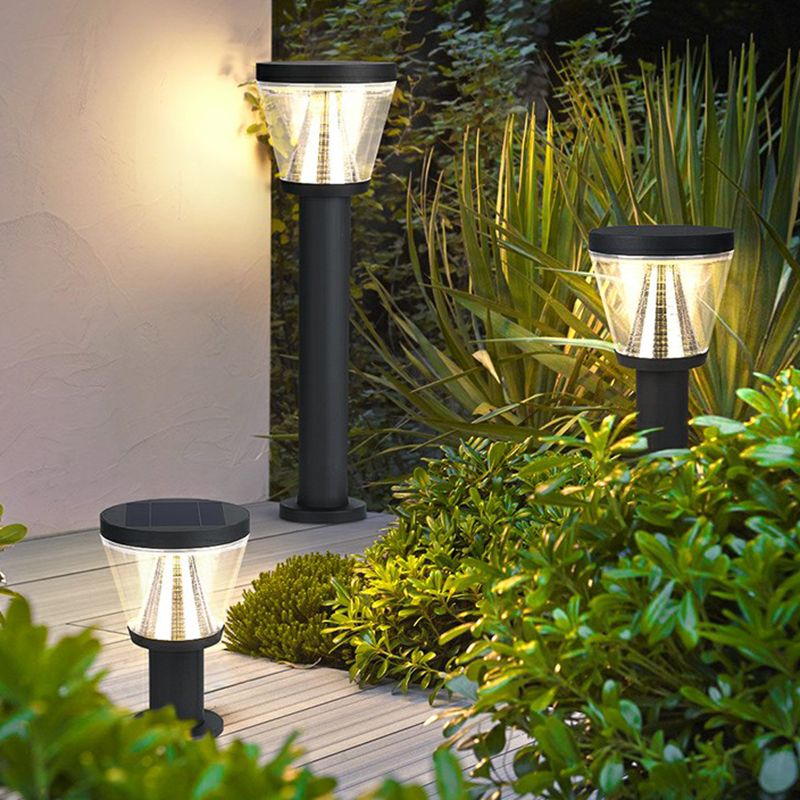 Ray Modern Metal Cone Shade Solar Outdoor Bollard Light