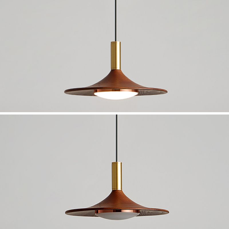 Arisha Rustic Cap-shaped Wooden Pendant Light, Natural Wood - Letslighting