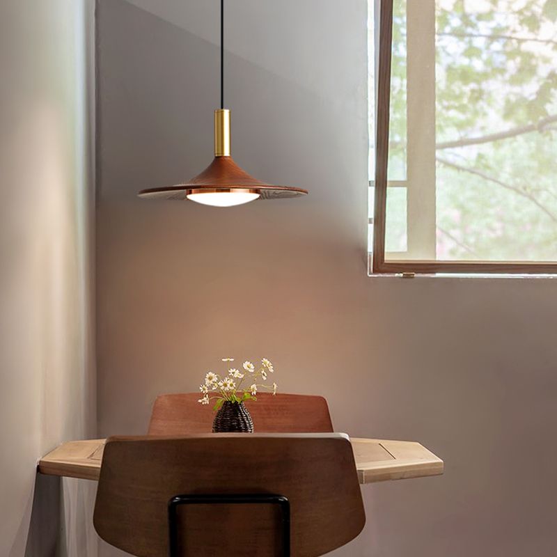 Arisha Rustic Cap-shaped Wooden Pendant Light, Natural Wood - Letslighting