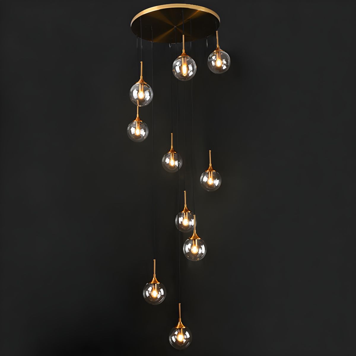 Valentina Modern Spiral Ball Glass Staircase Chandelier - Letslighting
