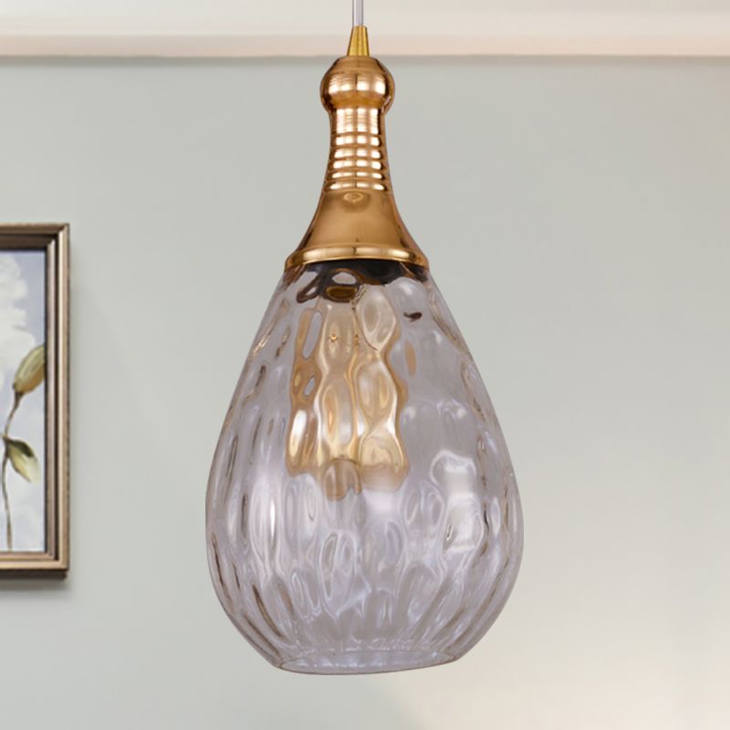 Avi Industrial Teardrop Glass Pendant Light Brass - Letslighting
