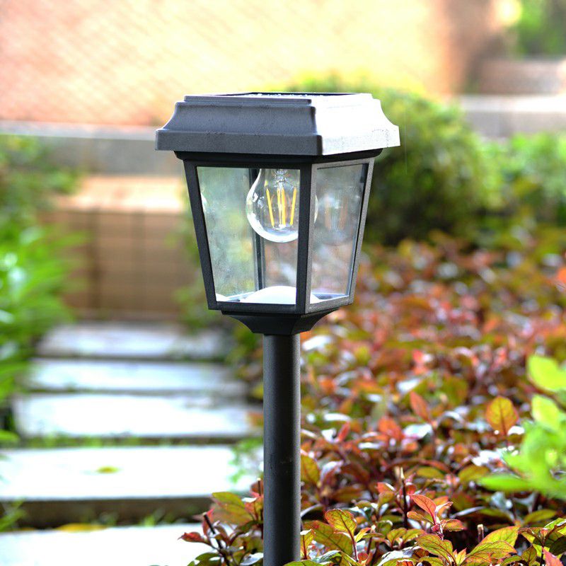 Ray Vintage Metal Lantern Shaped Solar Outdoor Bollard Light